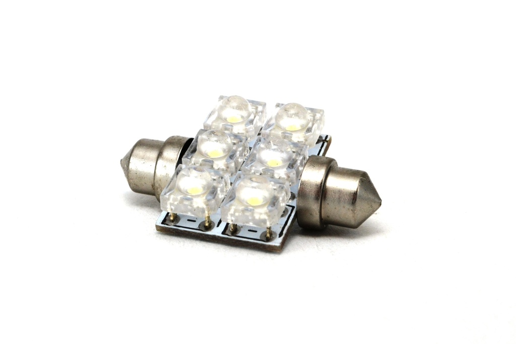 (L-AUTO-1041W6)   LAMPARA BLANCA 10x41mm C/6 LED 3mm