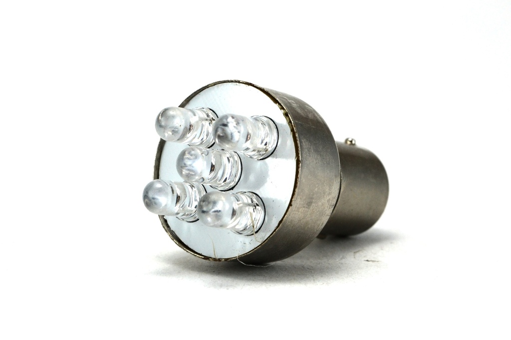 (L-AUTO-1157-5R)   LAMPARA DE 5 LED DOS POLOS ROJA P/AUTO