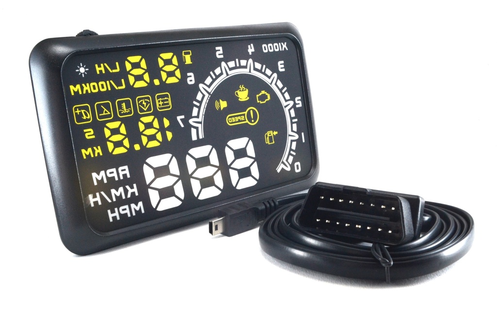 (SCAN-HUD-G3)   OBD-II HEAD UP DISPLAY 150x85mm BLANCO Y AMARILLO