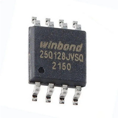 (W25Q128JVSQ) 128M-bit Serial Flash Memory with uniform 4KB sectors and Dual/Quad SPI